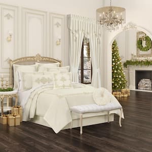 Nicolas 3-Piece Winter White Embroidered Polyester King/Cal King Duvet Cover Set