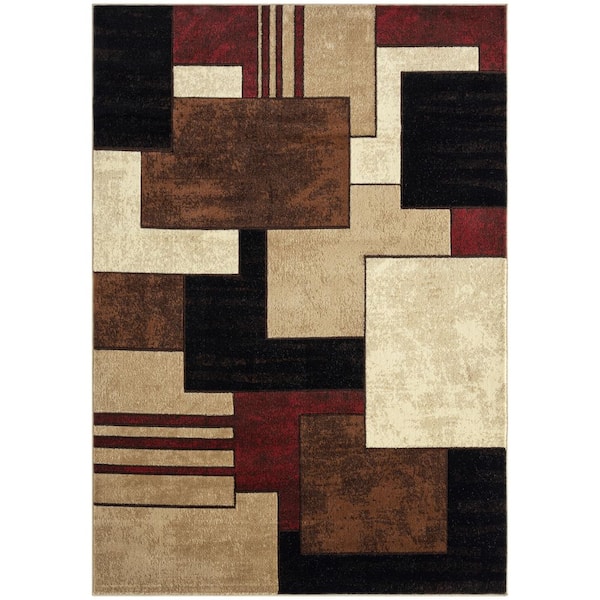 Tribeca Mason Brown/Red 5 ft. x 7 ft. Geometric Area Rug