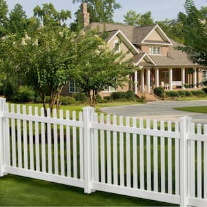 4 ft. H x 7 ft. W Premium Vinyl Classic Picket Fence Panel with Post and Cap