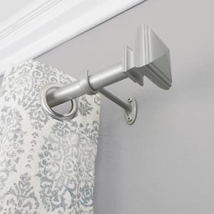 Square 36 in. - 72 in. Adjustable Curtain Rod 7/8 in. in Nickel with Finial