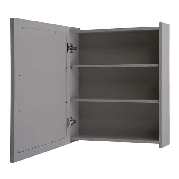 Gazette 22 in. W x 26 in. H x 6-5/8 in. D Framed Surface-Mount Bathroom Medicine Cabinet in Grey
