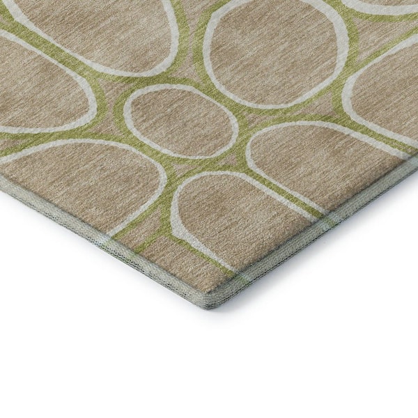 Mayfield Premium Machine Washable Abstract AMF1041 Tan 2 ft. x 3 ft. Area Rug