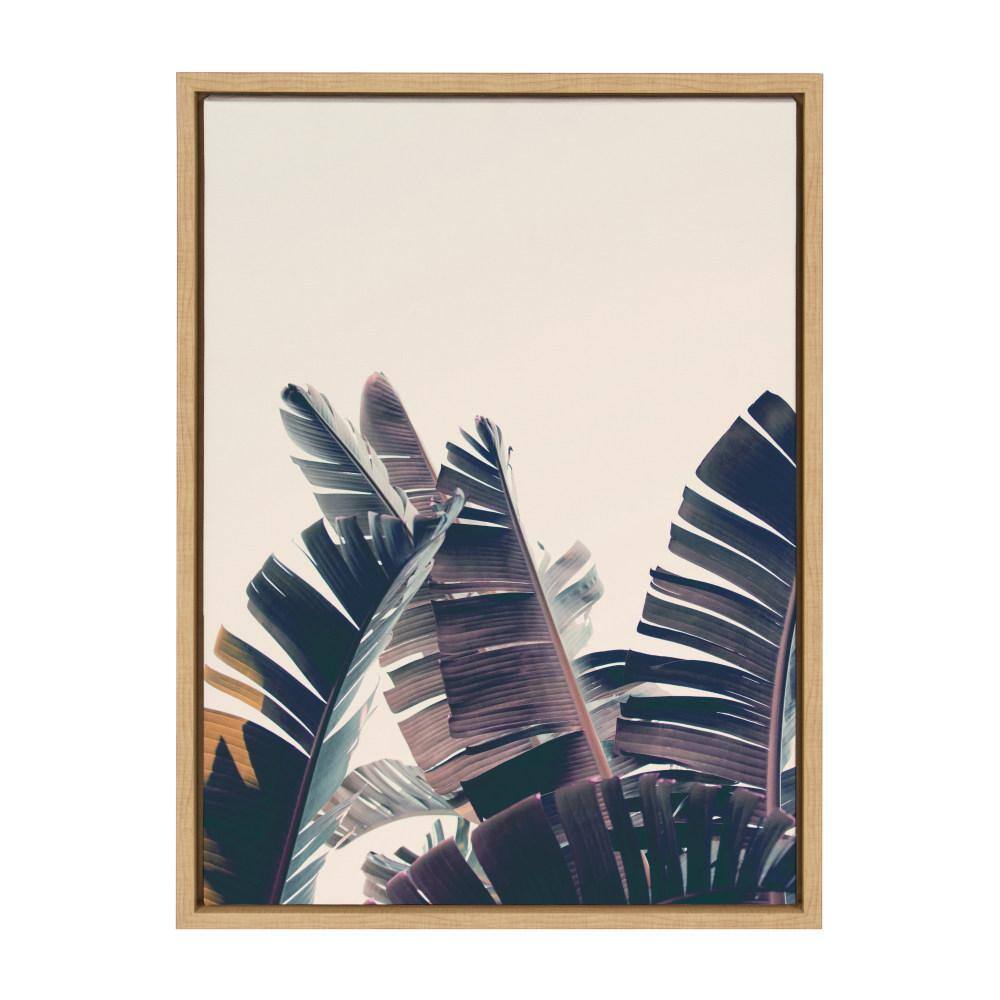 Natural Framed Beach Palm Tree Canvas Wall Art, 18x24