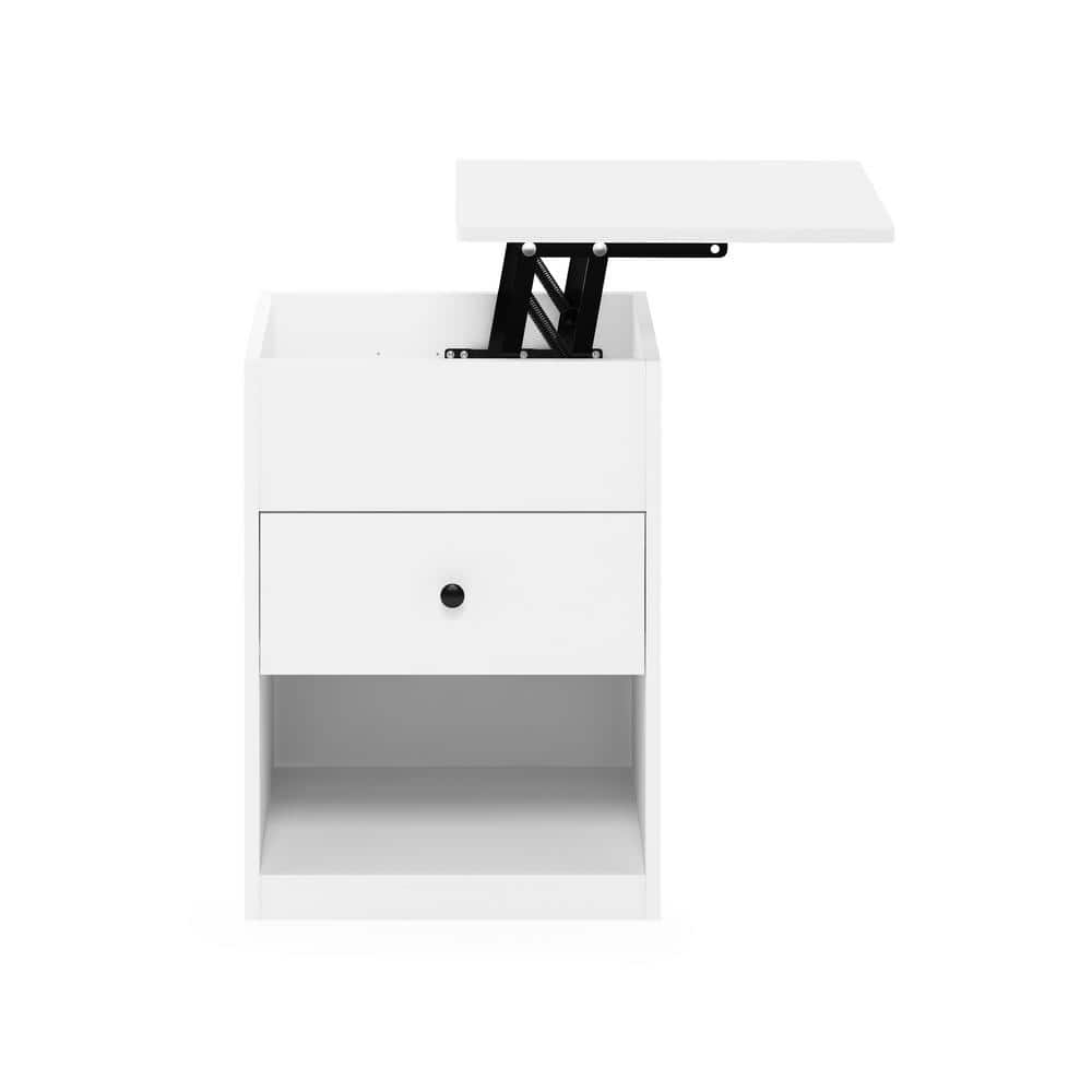 Solid White Jensen Lift-Top Composite Wood Nightstand