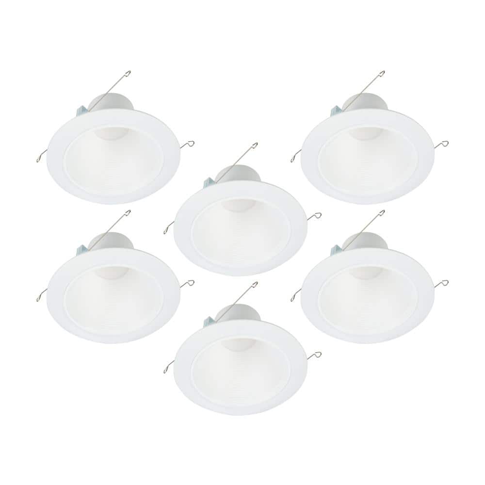 Halo 5 in. or 6 in. White Integrated LED Recessed Light Trim at 3000K Soft White Low Glare Deep Baffle (6-Pack) RLD6069301EWHR-6PK - The Home Depot