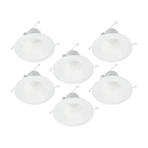 5 in. or 6 in. White Integrated LED Recessed Light Retrofit Trim at 3000K Soft White Low Glare Deep Baffle (6-Pack)
