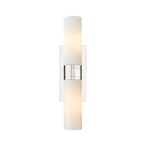 Innovations Ballston Urban 18 in. 2-Light Polished Nickel Vanity Light with Glass Shade