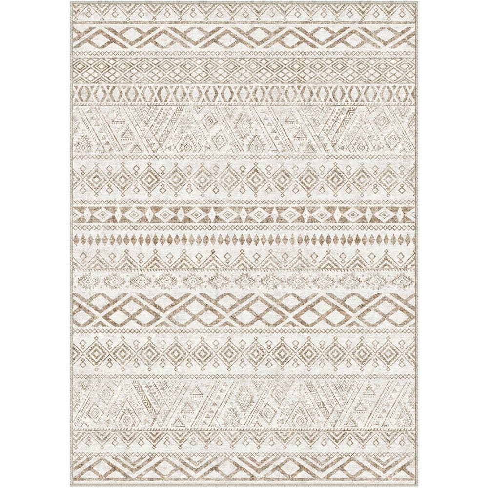 Bohemia Brown 8 ft. x 10 ft. Washable Geometric Stripes Area Rug price history on PriceWatchPro