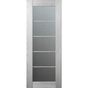 Vona 5 Lite 24 in. x 84 in. No Bore Solid Core Ribeira Ash Wood And Frosted Glass Composite Interior Door Slab