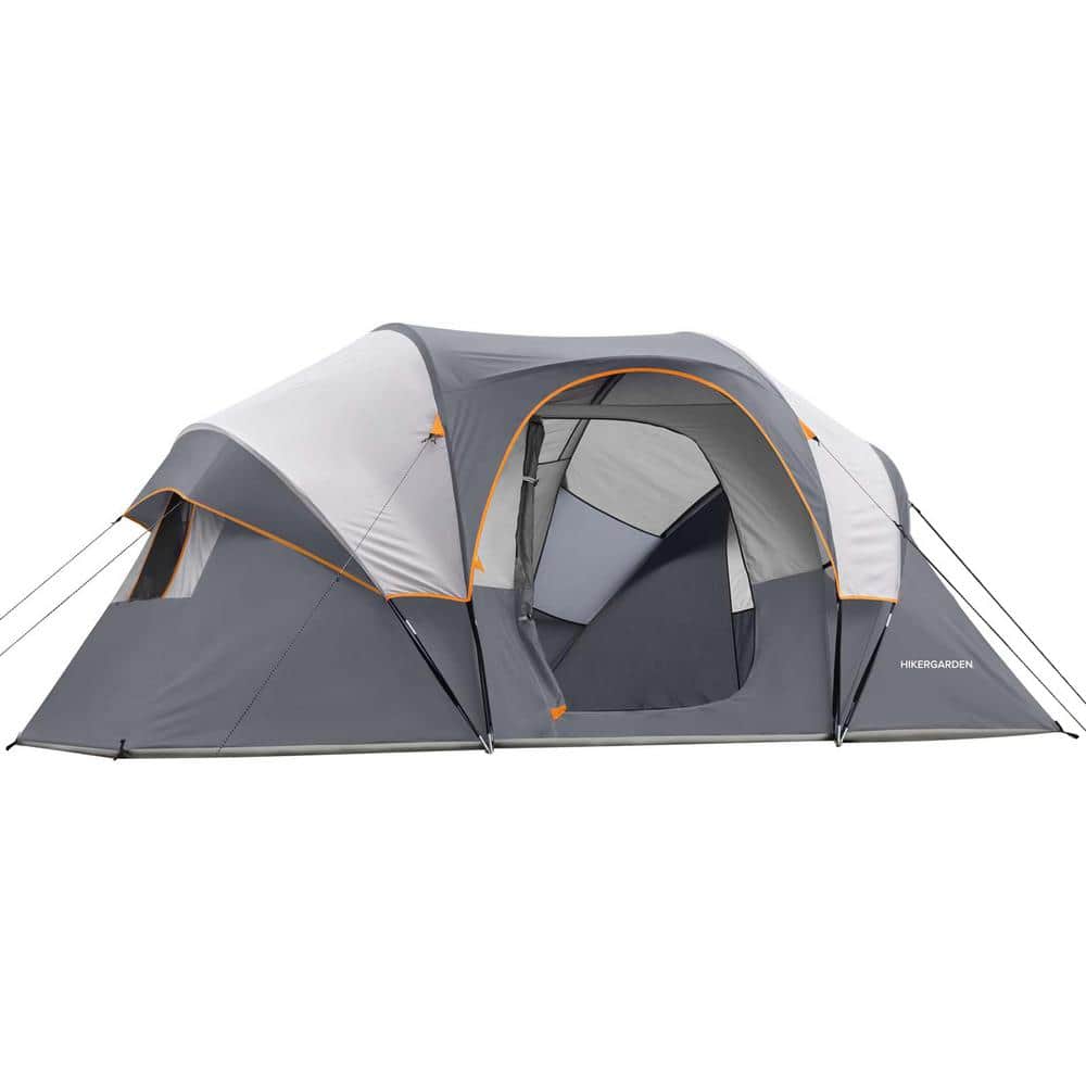 168 in. L x 132 in. W x 74 in. H Gray 10 Person Camping Tent Portable Easy 
