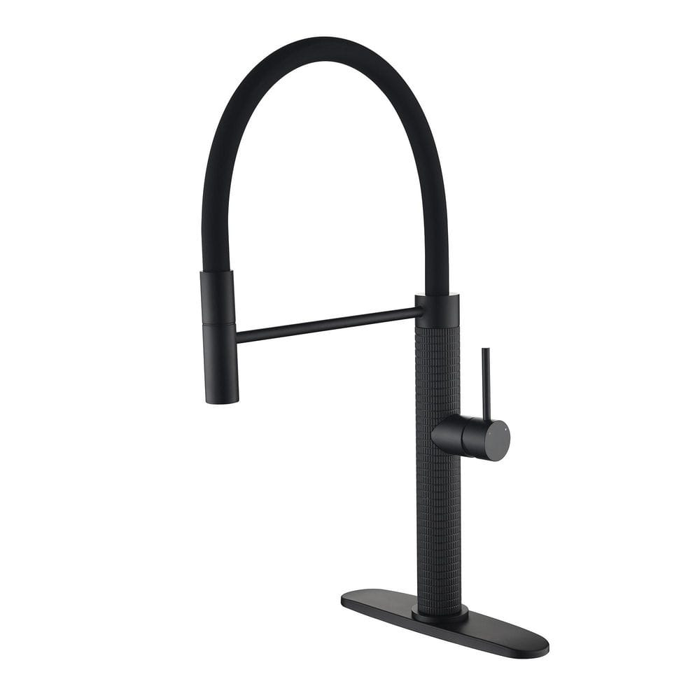 Single Handle Deck Mount Standard Kitchen Faucet with Sprayer Brass Pulll Down Kitchen Sink Faucet in Matte Black price history on PriceWatchPro