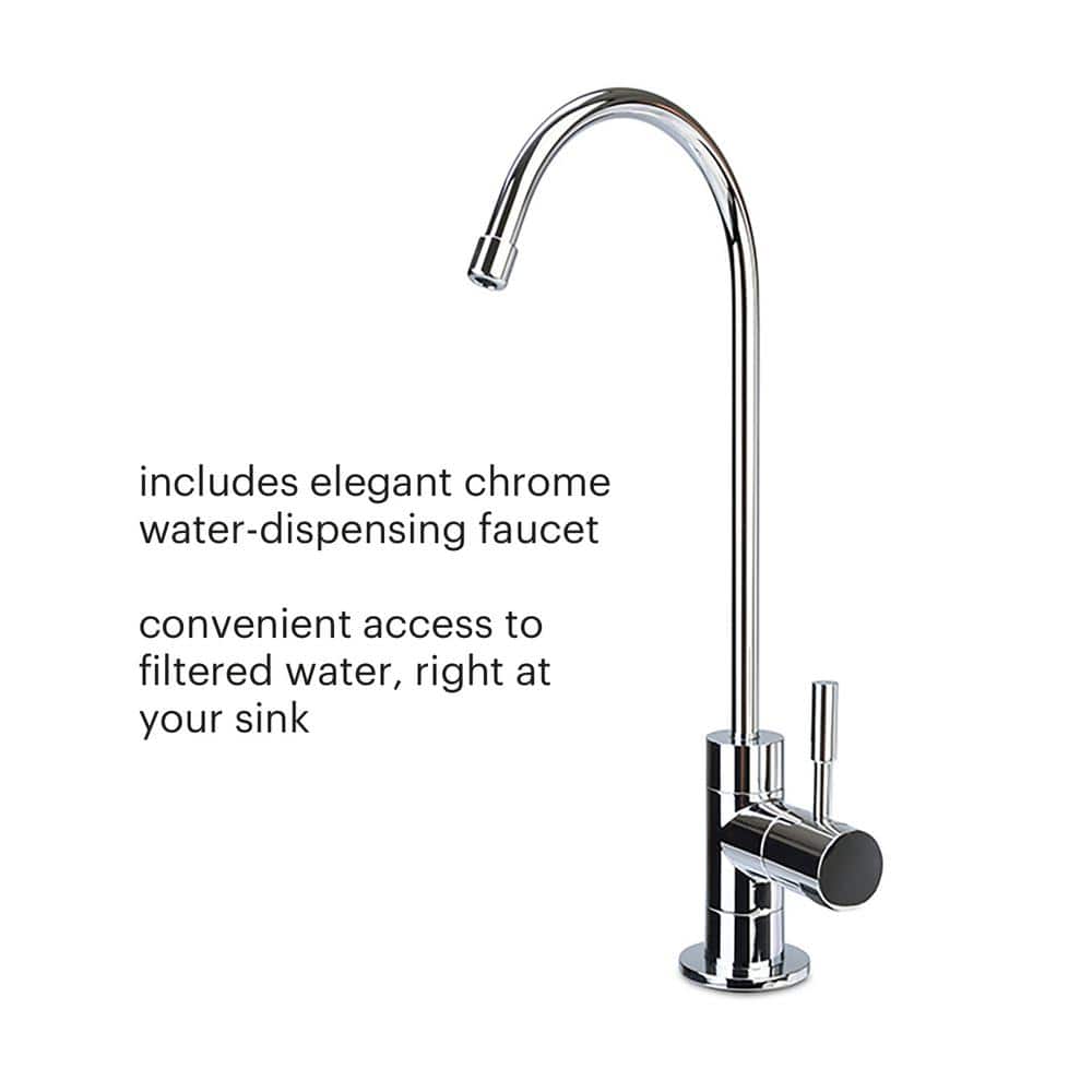 H2O+ Coral Three-Stage Undercounter Water Filtration System with Chrome Faucet