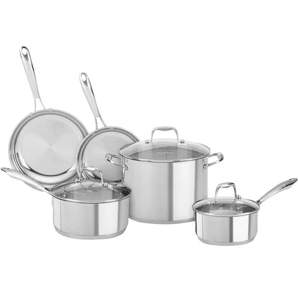 KitchenAid 8-Piece Polished Stainless Steel Cookware Set with Lids