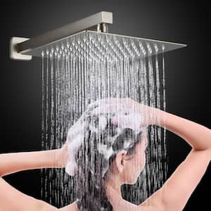 Modern Single Handle 1.8 GPM 10 in. Wall Mount Shower Head and Tub Faucet in Brushed Nickel (Valve Included)