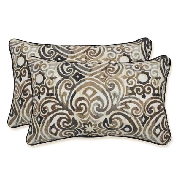 Pillow Perfect Black Rectangular Outdoor Lumbar Throw Pillow 2-Pack