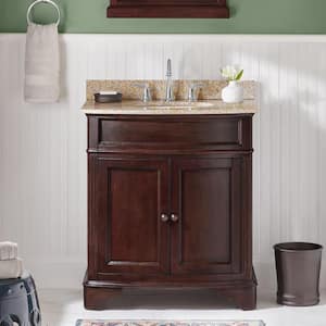 Terryn 31 in. Single Sink Cherry Bath Vanity with Beige Granite Top (Assembled)