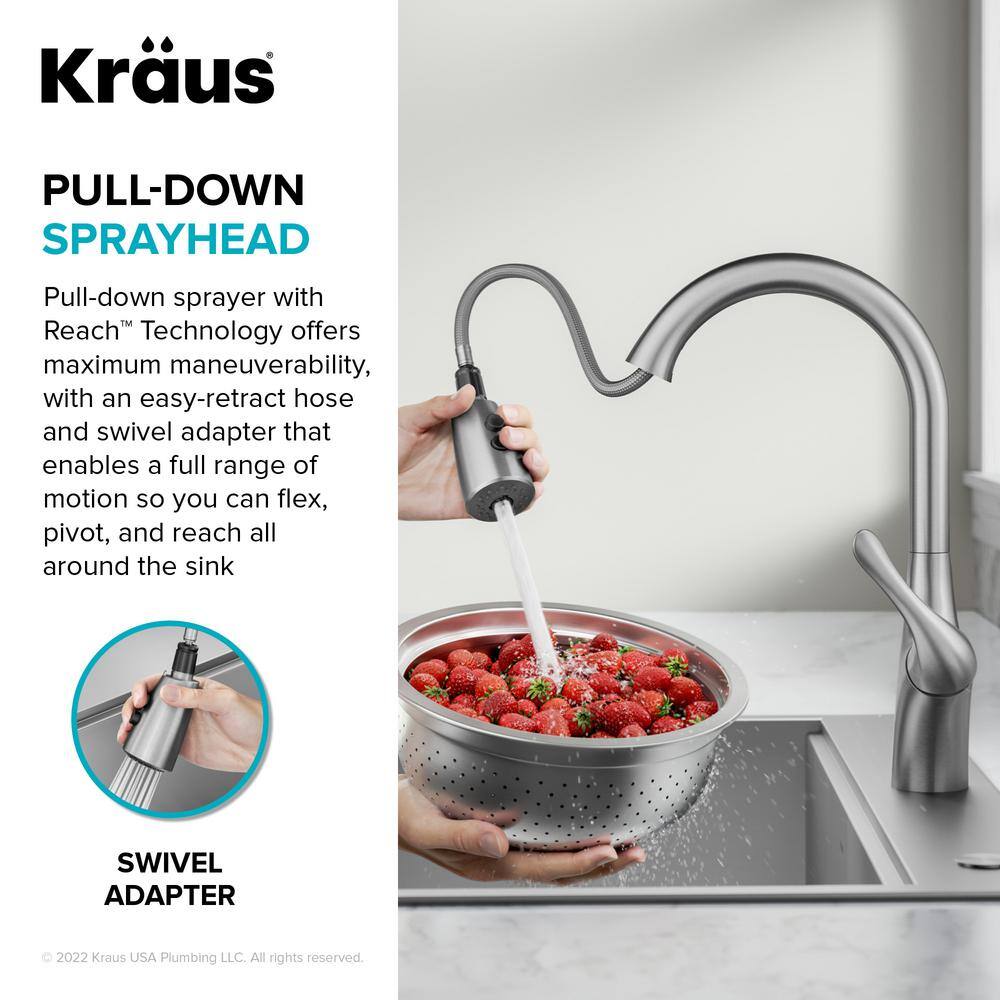 Matte Black Brass Pull-Down Kitchen Faucet with Spray