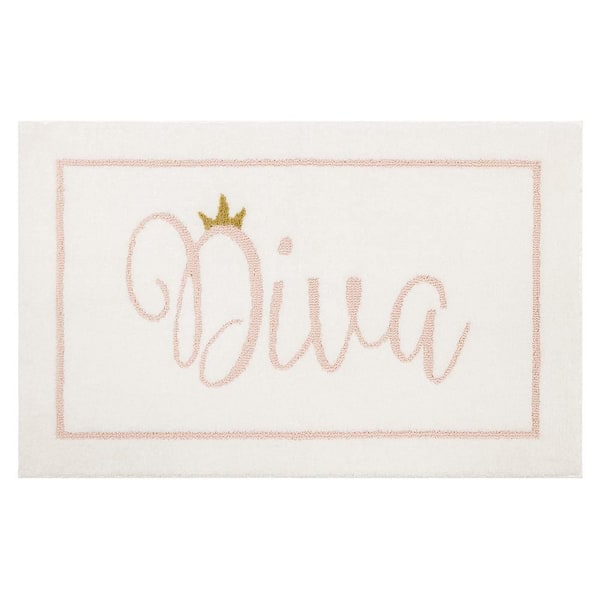 Mohawk Home Diva 20 in. x 34 in. White Polyester Machine Washable Bath Mat