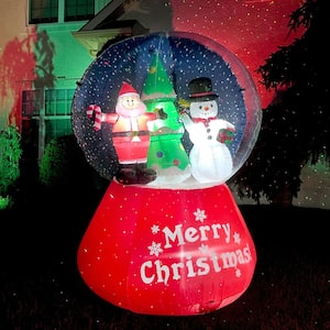 6-ft.x4.5-ft. Prelit LED Santa and Snowman Snow Globe Inflatable