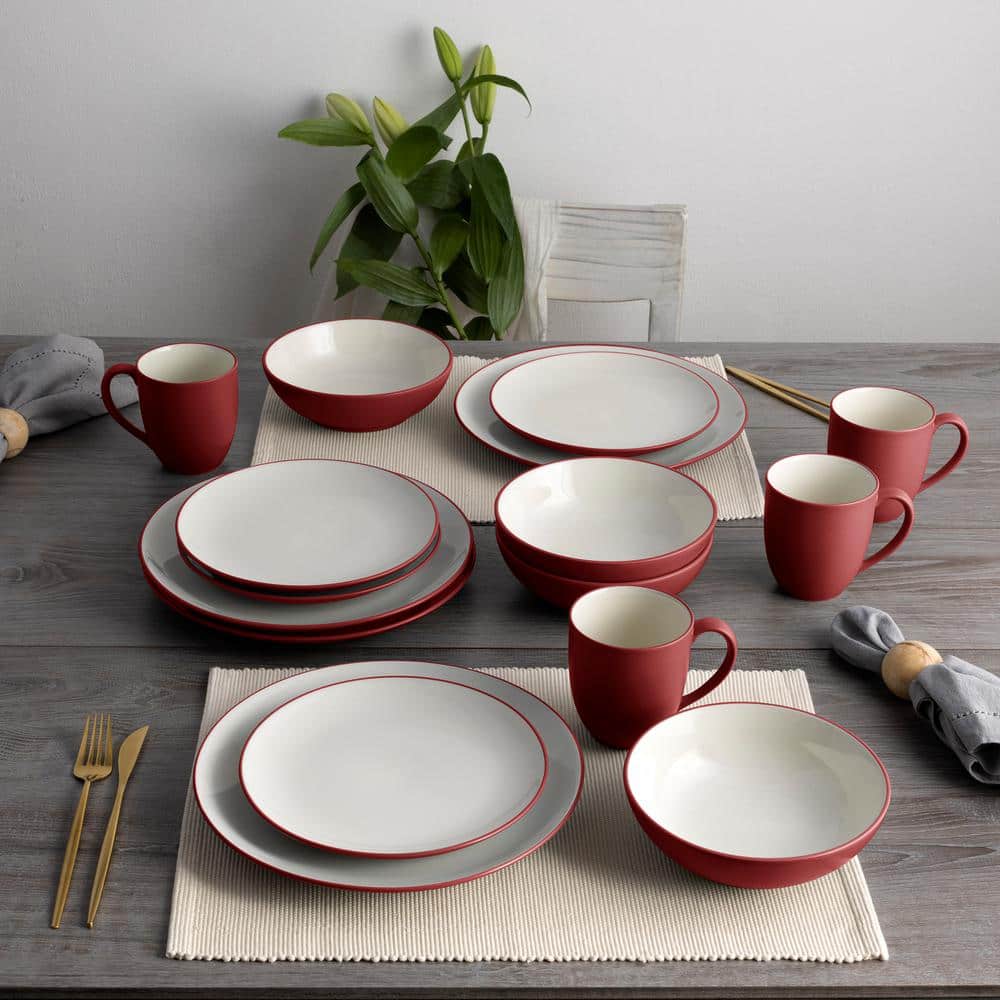 Raspberry Ceramic Coupe Salad Plates, Set of 4