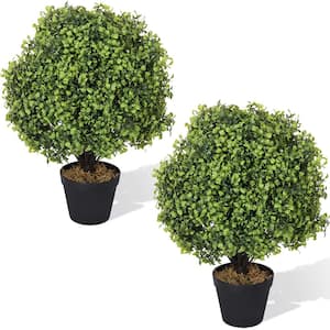 2 ft. Artificial Boxwood Topiary Ball Tree in Pot 2-Pack