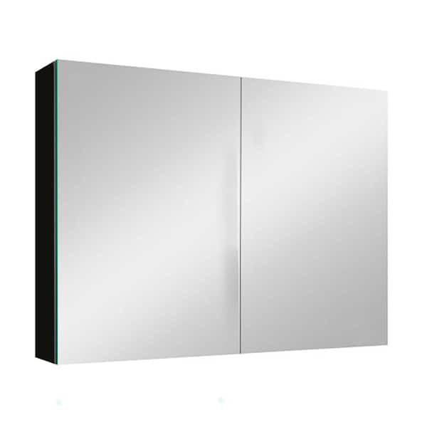 Unbranded 24 in. W x 22 in. H Rectangular Frameless Wall Bathroom Vanity Mirror in White, LED Lights Storage Cabinet with Mirror