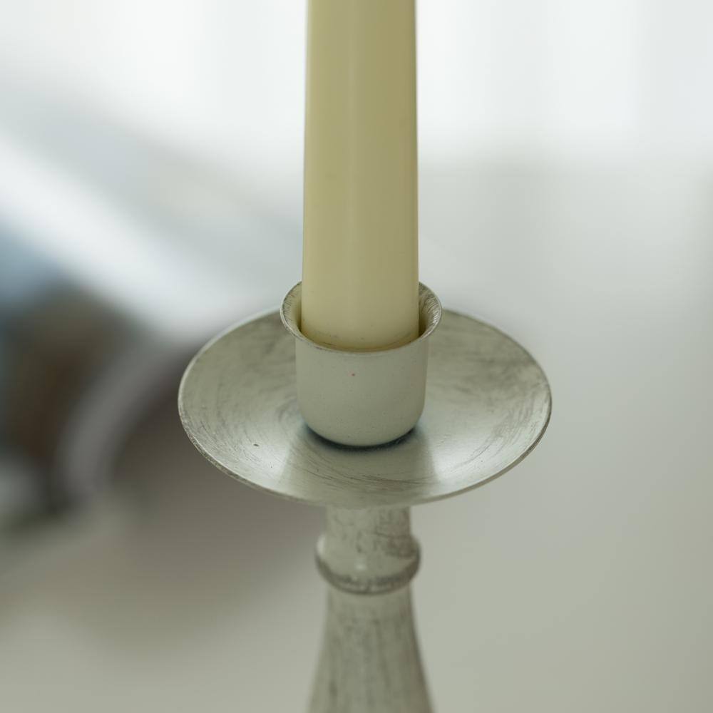 Elegant Antique Distressed Metal 5-Arm Candelabra in Silver