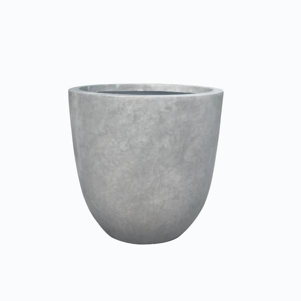 null 18 in. Dia, Natural Concrete, Lightweight Modern Round Outdoor Planter
