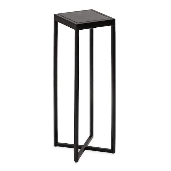 Kate and Laurel Jaspur 6.75 in. Black Square Marble Glam End Table