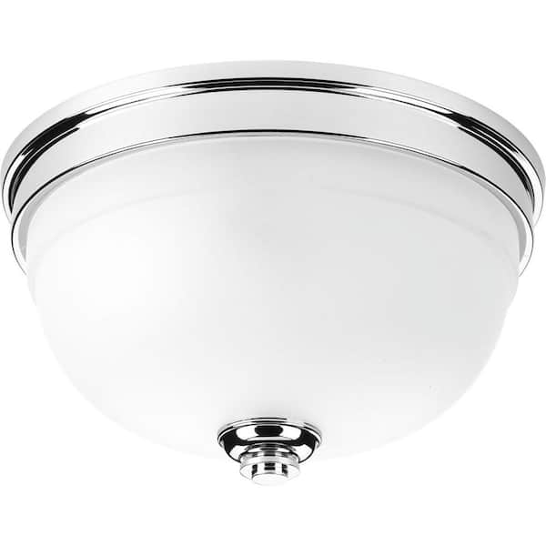 Progress Lighting Topsail Collection 2-Light Polished Chrome Flush Mount with Parchment-Finish Glass