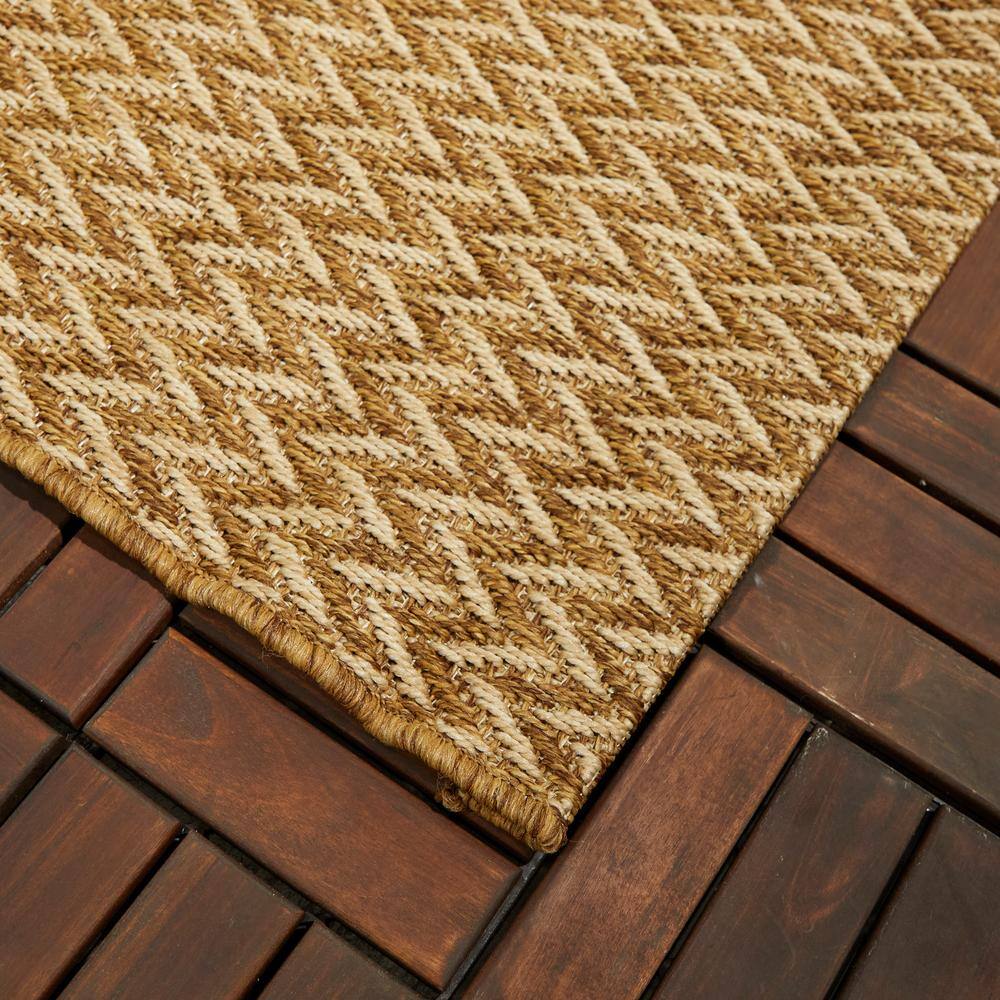 Tan Rectangular Synthetic Weave Indoor/Outdoor Area Rug