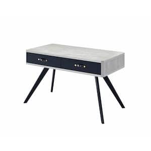 23.62 in. W Black and Gray Faux Concrete Desk with 2-Drawers and Flared Legs