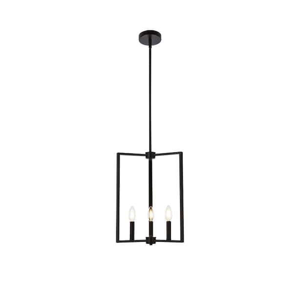 Unbranded Timeless Home 14 in. 3-Light Black Pendant Light, Bulbs Not Included
