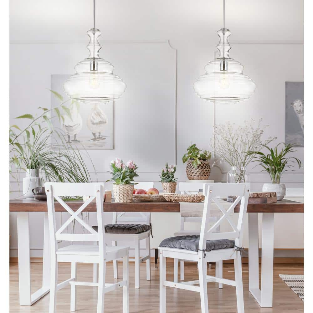 Bettina 13.37" Chrome Polished Clear Glass LED Pendant