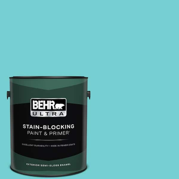 BEHR ULTRA 1 gal. #P460-3 Soft Turquoise Semi-Gloss Enamel Exterior Paint & Primer