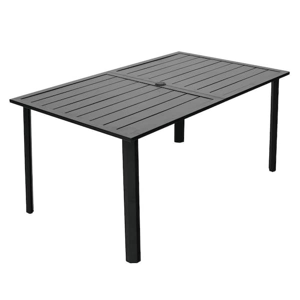 Anmutig Metal Outdoor Dining Table with Umbrella Hole