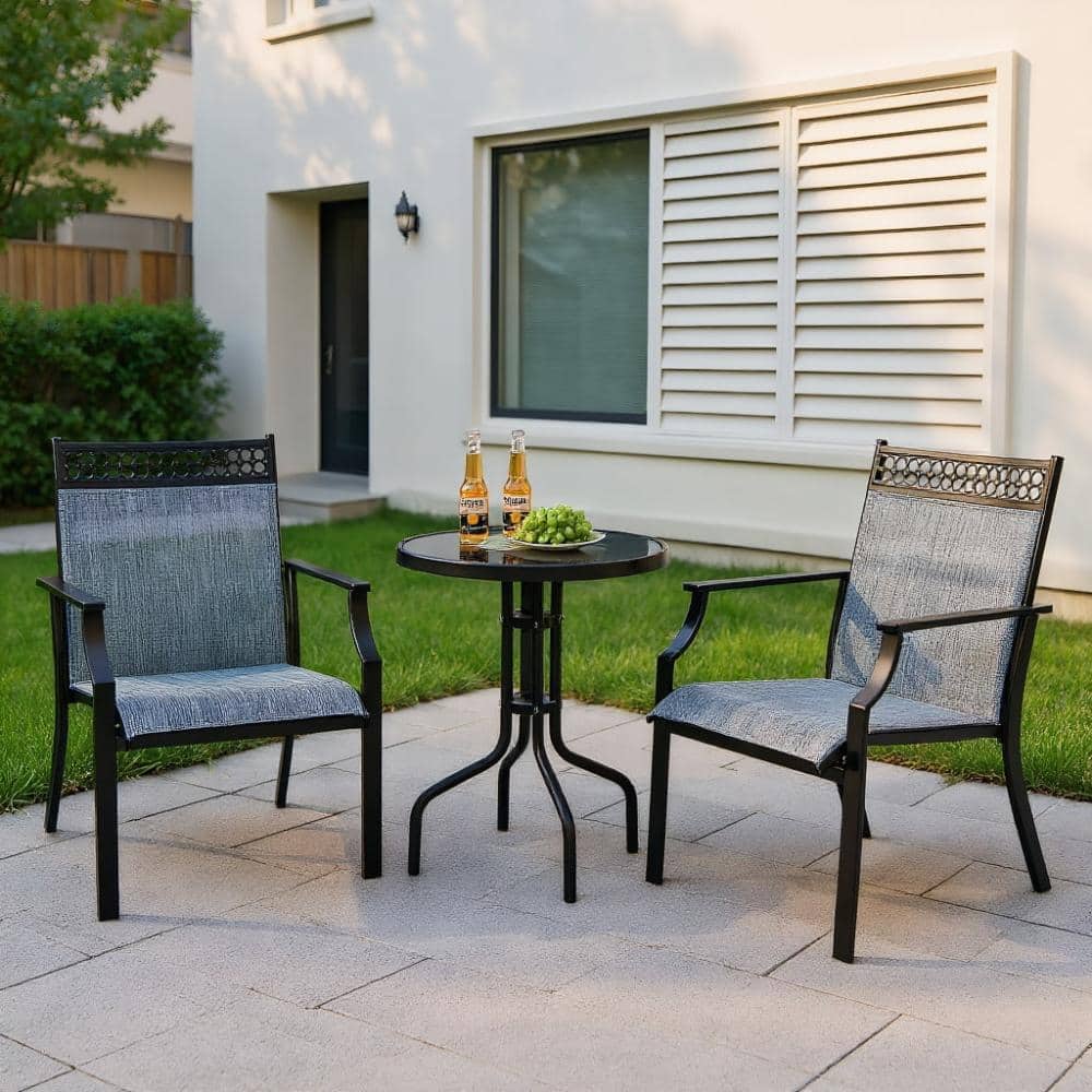 2 Blue All-Weather Patio Chairs With Breathable Fabric For Garden price history on PriceWatchPro