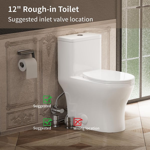 CANEST 1-Piece 12 in. Rough in 1.28 GPF Single Flush Compact Round