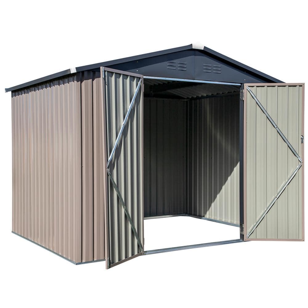 Arrow 8 ft. x 6 ft. Tan Metal Storage Shed With Gable Style Roof 46 Sq ...