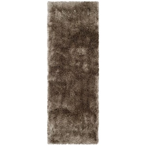 Paris Shag Sable 2 ft. x 10 ft. Solid Runner Rug