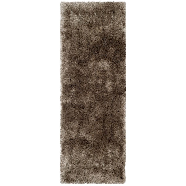 SAFAVIEH Paris Shag Sable 2 ft. x 8 ft. Solid Runner Rug