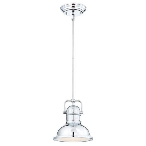 Westinghouse Boswell 1-Light Chrome LED Mini Pendant with Frosted Prismatic Acrylic Lens