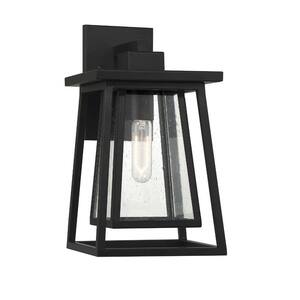 Denver 6 in. W x 15 in. H 1-Light Matte Black Outdoor Hardwired Wall Lantern Sconce with No Bulbs Included