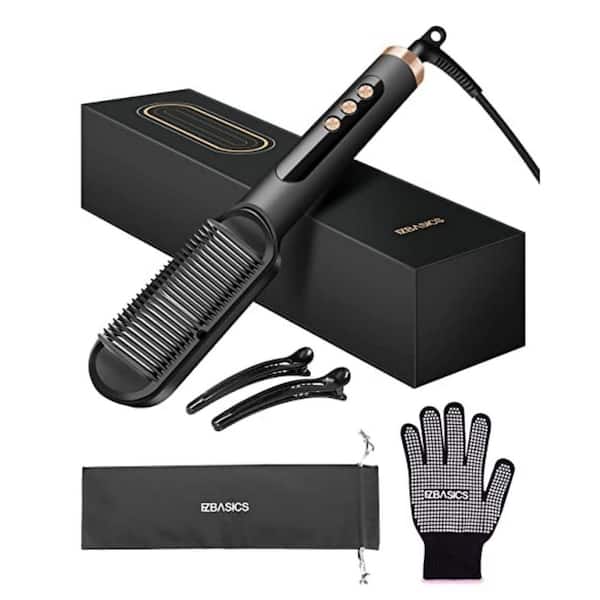 TYMO RING PLUS Ionic Hair Straightener Comb - Hair Straightening Brush &  Iron with 9 Temperature Settings & LED Screen, Professional Hair Tools for