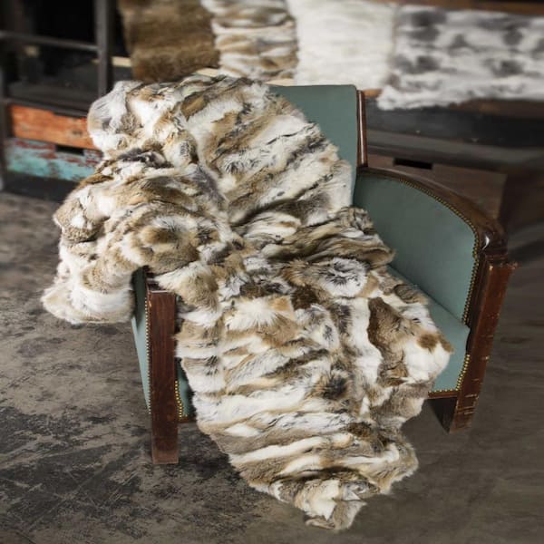 HomeRoots Josephine Tan and White Contemporary Wool Throw Blanket ...