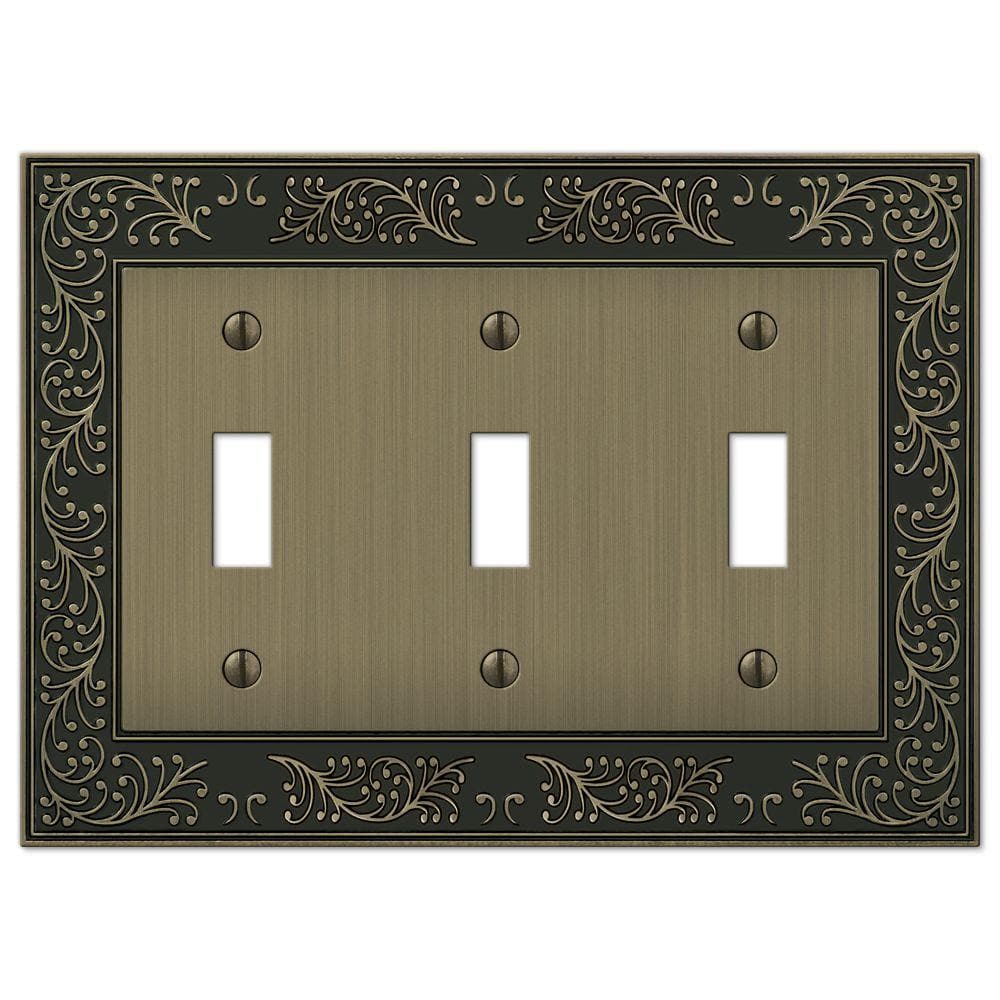 Brushed Brass Triple Toggle Decorative Wall Plate