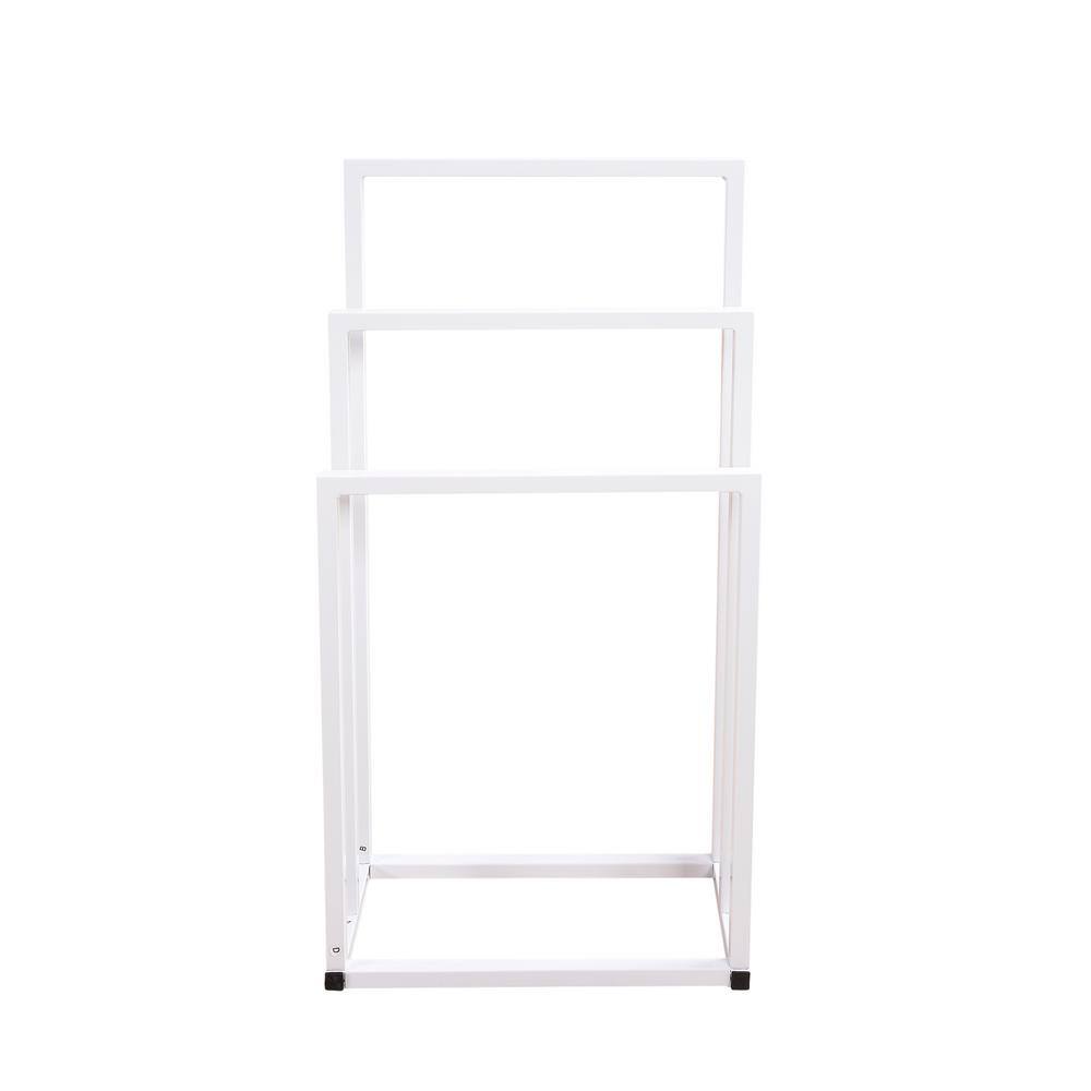 Triple Holder Freestanding Metal Towel Rack in White