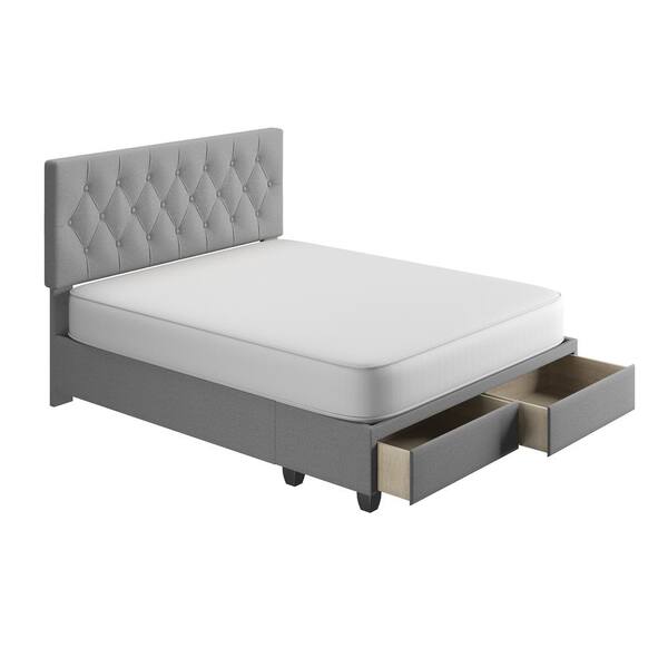 Rest Rite Everleigh Light Grey With, Fabric Queen Bed Frame With Storage