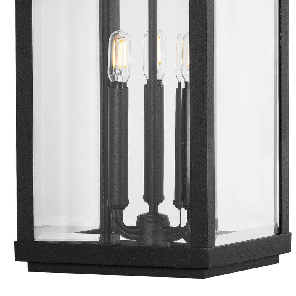 Gibbes Street Black 3-Light Post Lantern with Clear Glass
