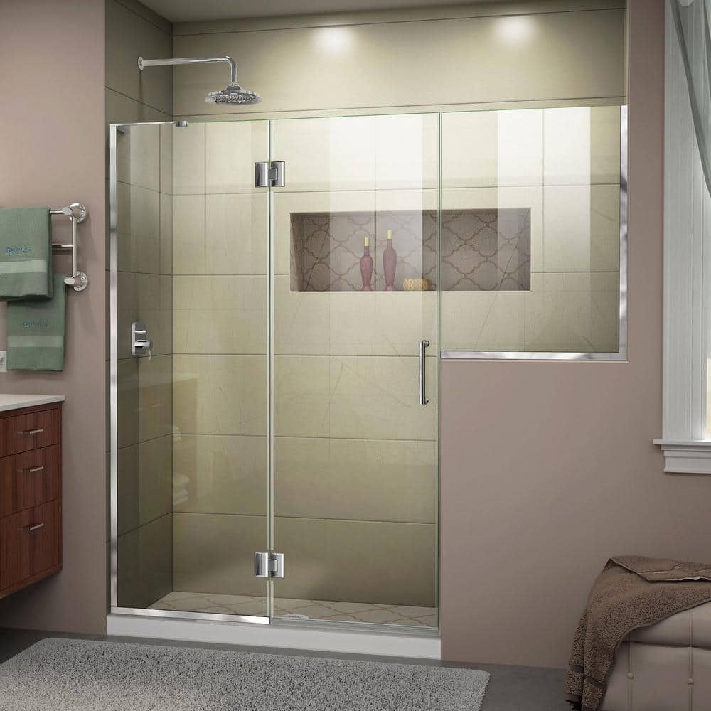 DreamLine Unidoor-X 72 to 72.5 in. x 72 in. Frameless Hinged Shower Door in Chrome